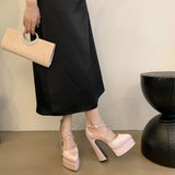 And Summer 2024 New Fashion Water Table Coarse And Hate High-Point Silk And Satin High Heel Show Women's Singles Shoes High Quality Shoes