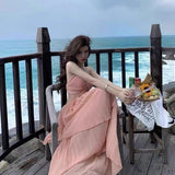 Dress Sexy Pure Desire Irregularly Exposed Waist Thin Sling Dress Design Feeling 100 Folded Dress Dress Dress Dress Woman