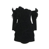 Walking Show Famous Lady Dress Woman 2025 Spring New Heavy Industry Velvet Three-Dimensional Flowers Breast Small Dress