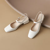 Size Shoe Bag Behind The Empty Sandals Woman New Square Light Mouth Buckle Heel Shoes Women's Shoes High Quality Shoes