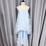 New Blue Flower Mesh Yarn Sling Skirt Super Fairy Fashion Age Reduction Dress
