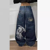 New Y2k High Street Gradient Loose Straight Jeans Men And Women's Same Trendy Jeans DJPT