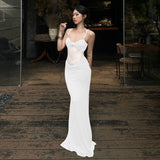 Women's Sleeveless Backs Folding Lace Splicing Dress DJPT