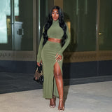 Autumn 2025 New Trendy Street Truncated Short Sleeve Open Skirt Dress Suit Woman DJPT