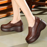 Hedged Thick Sole Suitable For Feet Fat Feet Wide Concili Beauty National Style Solid Color Elderly National Wind Mother Women Singles Shoes High Quality Shoes