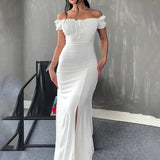 Women's Summer Braided Dress Soaked Sleeve Open Bag Hip Dress Woman