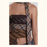 London Hottie Sexy Side-To-Shoulder Print Wrap-Up Zipper Collared Collared Woman DJPT