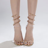Sandals Women With Heels Drilled Snake-Shaped Entangled Transparent With Large-Size High-Heeled Shoes High Quality Shoes