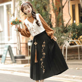 Maple Chinese Costume Chinese Style Improvement Han Element Vest Shirt Half Skirt Set 8959