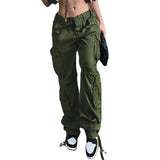 New Women's Street Hop Wind Low-Waist Fashion Trend Work Clothes Denim Casual Trousers DJPT