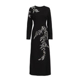 Temperament Elegant Style Dress 2025 Summer New Round Neck Nail Bead Splicing Slim Slim Dress Dress Woman