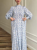 2024 Gentle Wind Loose With Broken Flower And Ribbon Dress With Long Sleeve Long Sleeve Dress