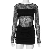 Summer New Women's Solid Color Lace Perspective Sexy High-Lumbar Bust DJPT