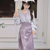 Design Grape Manor Chinese Style Women's Clothing Element Half Dress Set 8818