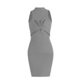 Spice Girl Wind 2025 Spring New Squeeze Twisted Knitted Sleeveless Vest-Packed Dress Woman