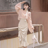 Design Gentle Autumn Chinese Style Improvement Han Elements Women's Coat Sling Skirt Suit 6934