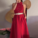 New Women's Dress French Retro Temperament High-End Beauty Sleeveless Long Dress Two-Piece
