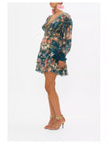 Autumn And Winter Australian Tide Brand CML Retro Court Silk Print V-Neck Dress
