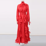 Court Style Tie Design High-End Retro 2025 New Women's Summer Solid Dress