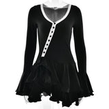 New Hot Horn Sleeves To Close The Waist Short Dress Sexy Hottie Single Buckle Dress Woman HZ0628