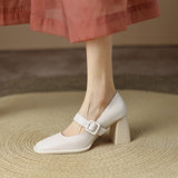 Retro Coarse Single-Shoe Women's Head High Heel 2024 New Women's Shoes With A Word With A Shallow Mouth Small Leather Shoes High Quality Shoes