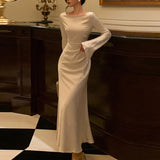 Women's Summer New Elegant Commute Pure Long Sleeve Fashion Dress DJPT