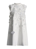 Design Famous Style Dress 2025 Spring New Three-Dimensional Flowers Sleeveless A-Shaped Dress Woman