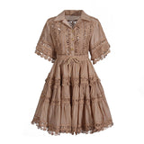 Romantic Style 2025 Summer New Collar Embroidered Lace Shirt With Elegant Half-Skirt Set
