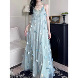 Beauty Three-Dimensional Flower Mesh Dress 2025 New Teen Temperament Sling Dress