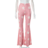 Women's Clothing 2025 Summer New Abstract Printing Trumpet Trousers DJPT