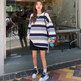 Net Red T-Shirt Women In Rainbow Striped Long-Sleeved Top 2025 Autumn Dress Korean Version Loose Bottoming Shirt DJPT