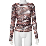 Women's Summer 2024 New Solid Color Long Sleeve Bottom Net Slamm Slamm An Empty Top DJPT