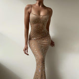 Early Spring Babes High-End South Oil Goods Small Body-High-Tech Hot Diamond Dress With Pure Lust Style Dress