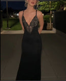 Sling Lace Dress Black Dress With Built-In Body Shaping HZ0628