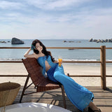 Bra With Sexy Resort Wind Seaside Hottie Long Dress Bag Hip Skirt Set Summer