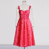 Famous Wind 2025 Summer New High-End Sense Long Three-Dimensional Chest Mat Fish Bone Embroidery Dress