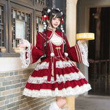 Teased Original Pyrotechnic Year Lolita Girl Lolita Blouse Sling Skirt Sweet Dress Set 6957