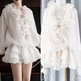 Fairy Light Flower Lotus Leaf Skirt 2024 New White Age Reduction Waist Dress