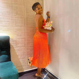 Women's Summer New Hanging Neck Banded Skirt Sexy Tidew Sleeveless Back Temperament Dress