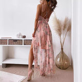 Summer New Fashion Sweet Temperament Fairy Printed Suspension Dress DJPT