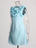 Temperament Fashion Style Dress 2025 New Design Feel Handmade Flowers Decorated Solid Color Sleeveless A Skirt