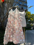 Dress Temperament C High Value Light Luxury 2025 Spring And Summer New Heavy Industry Three-Dimensional Flowers Mesh Dress Dress Woman