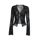 Autumn 2025 New Fashion Chiffon Shirt Small Fragrant Temperament Laded Horn Sleeve Top Woman DJPT