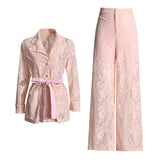 Elegant Commuter Style Suit Women's New Spring 2025 With Lace Horn Pants Two-Piece
