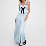 French Niche Design Slime Sling Skirt Flower Decoration Bag Dress With Skinny Dress HZ0628