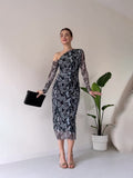 Women's Clothing 2025 Autumn New Snake Print Long-Sleeved Bag Hip Sexy Dress