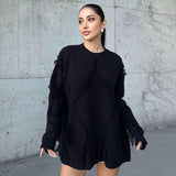 Women's Autumn And Winter New Tuk-Song Hollow Design Loose Sweater DJPT