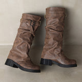 Western Boots Women Thin Boots Boots High-Heeled Boots High-Heeled Boots Belt Buckle Knight Boots Thick And Boots 40-43 Large Code High Quality Shoes