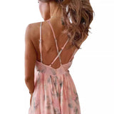 Summer New Fashion Sweet Temperament Fairy Printed Suspension Dress DJPT