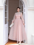 Autumn And Winter Heavy Industry Famous Diamond Decoration Net Fairy Atmosphere Dress Long Dress Host Banquet Dress